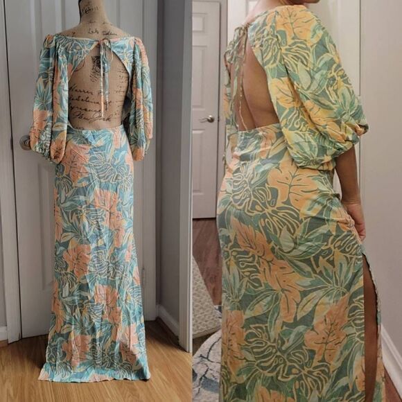 Jen's Pirate Booty Tropical Aloha Paia Dress Balloon Sleeve S - Picture 2 of 9